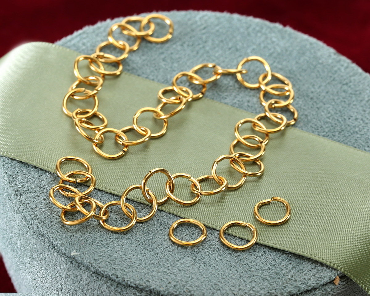 Waterproof 18K Gold PVD Plated Stainless Steel Jump Ring 8mm, 18 gauge