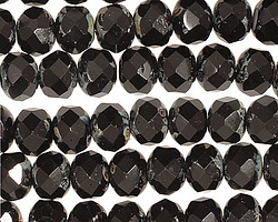 Czech Glass Black Magic Fire Polished Rondelle 6x9mm