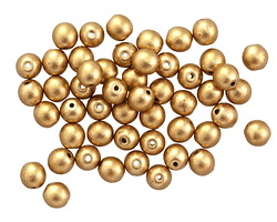 Czech Glass Matte Gold Round Druk 4mm