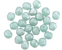 Czech Glass Matte Aquamarine w/ Silver Flecks Fire Polished Round 6mm