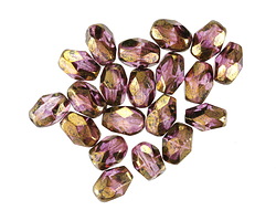 Czech Glass Bronzed Amethyst Fire Polished Rice 7x5mm