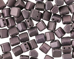 CzechMates Glass Dark Plum Metallic Suede 2-Hole Roof Bead 6mm