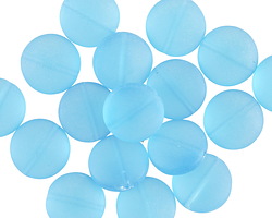 Pacific Blue Beach-Style Glass Puff Coin 12mm