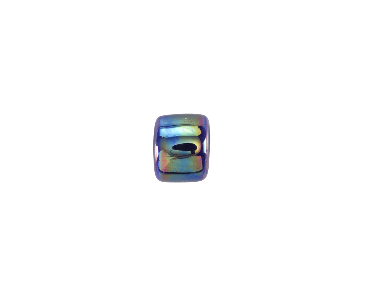 Mykonos Ceramic Iridescent Cobalt Tube Spacer 7x8mm
