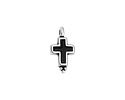 Antique Silver (plated) Jet Enamel Cross Focal 9x17mm