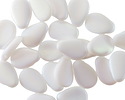Czech Glass Matte White AB Flat Teardrop 8x11mm