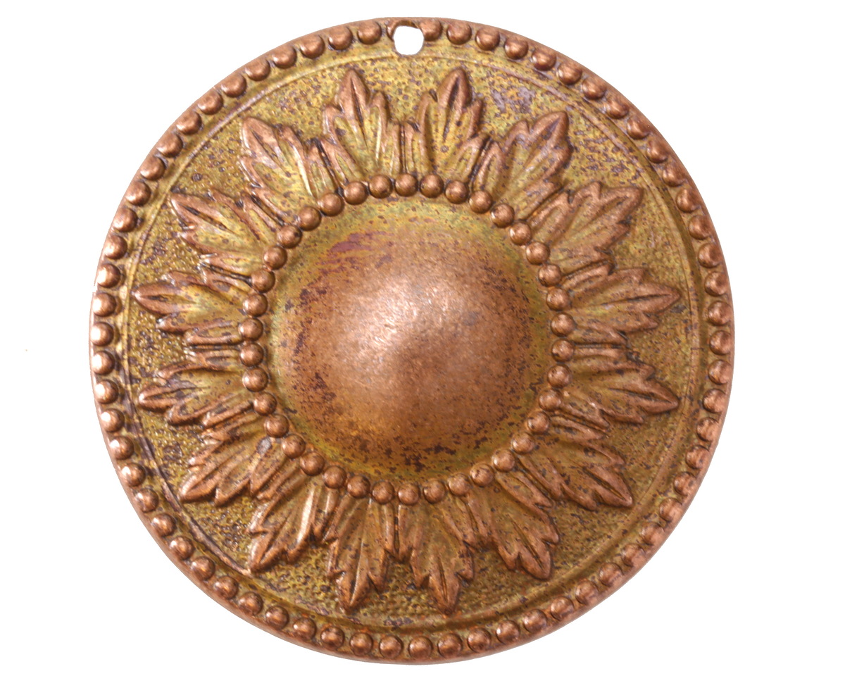 Vintaj Solid Copper Sun Medallion Focal 30mm