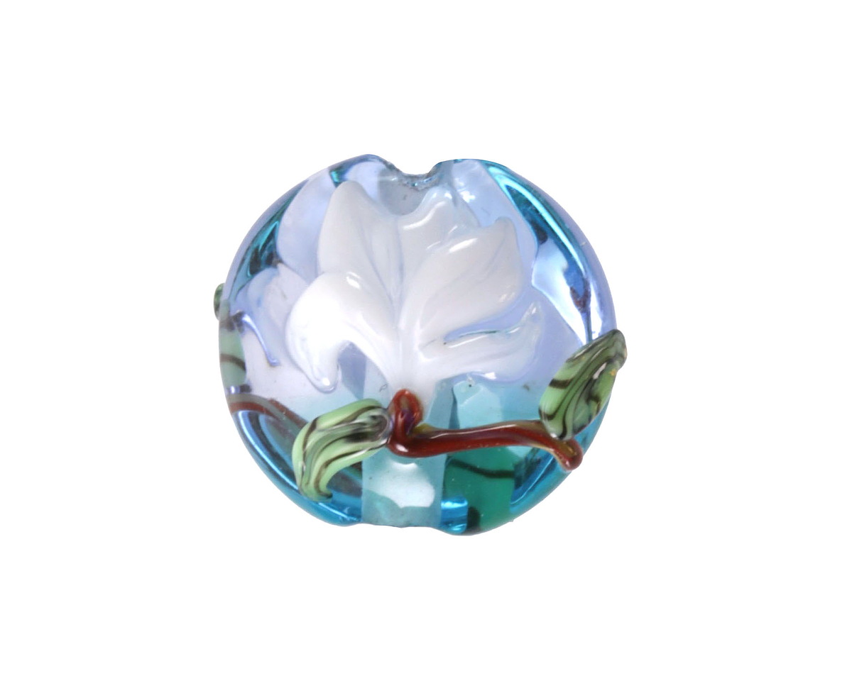 Grace Lampwork Magnolia Mist Lentil 15x13mm