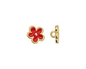 24K Gold (plated) Red Enamel Daisy Button 10mm