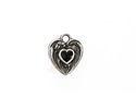 TierraCast Antique Silver (plated) Jet Enamel Heart in Heart Shaped Focal 12.5x14mm