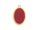 24K Gold (Plated) Cranberry Enamel Oval Focal 16x25mm