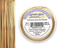 Artistic Wire Silver Plated Gold 18 gauge, 20 feet