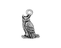 TierraCast Antique Silver (plated) Owl Charm 14x23mm
