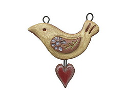 Gaea Ceramic Cream Peace Bird Heart Egg Pendant