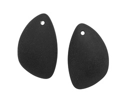 Jet Beach-Style Glass Eclipse Pendant Pair 16x26mm
