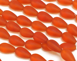 Tangerine Beach-Style Glass Teardrop Round 17x10mm
