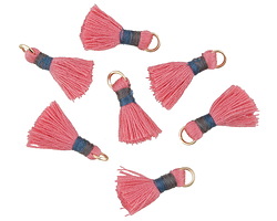 Vintage Rose w/ Navy and Charcoal Binding & Jump Ring Thread Tassel 18mm