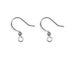 Stainless Steel Flat Earwire w/ 2mm Ball 10x17mm