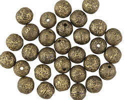 Czech Glass Etched Sapphire w/ Bronze Luster Round Druk 6mm