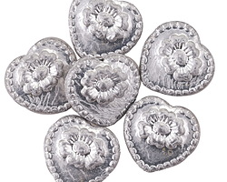 Czech Glass Metallic Silver Flower Heart Bead 17x18mm