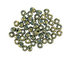 Czech Glass Forest Green w/ Antique Gold Trica Beads 3x4mm