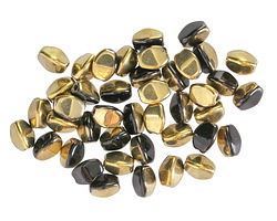 Czech Glass Jet w/ Gold Pinch Bead 5x4mm