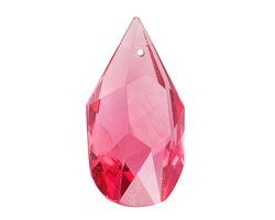 Czech Antique Crystal Raspberry Faceted Drop Focal 17x30mm