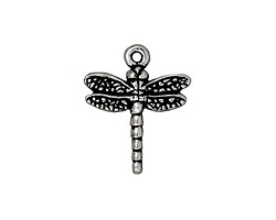 TierraCast Antique Silver (plated) Dragonfly Charm 16x20mm