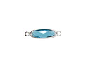 Pacific Blue Crystal Elongated Oval Link in Silver Finish Bezel 22x6mm