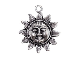Mykonos Antique Silver (plated) Sun Face Focal 25x29mm