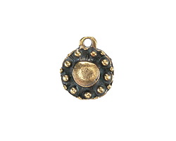 Mykonos Antique Brass (plated) Beaded Coin Focal 13.5x16mm