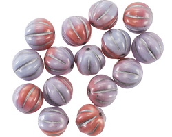 Czech Glass Lupine w/ Silver Melon Round 8mm