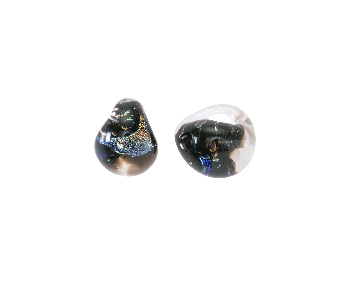 Unicorne Beads Glass Cosmic Onyx Teardrop 9-10mm