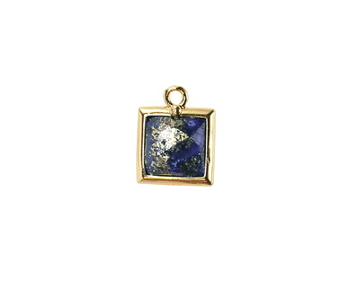 Lapis w/ Gold Finish Faceted Square Focal 10x13mm