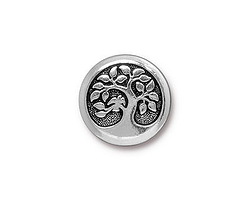 TierraCast Antique Silver (plated) Bird In A Tree Button 16mm