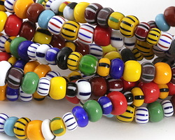 African Glass Multi-Colored Beads 4-7x6-9mm