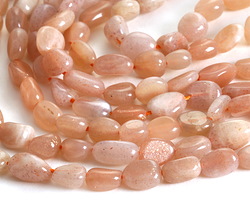 Peach Moonstone Small Pebble 7-10x6-7mm Beads