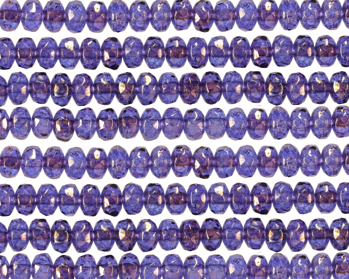 Czech Glass Sugar Plum w/ Gold Luster Fire Polished Rondelle 2.5x4mm