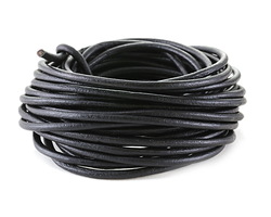 Natural Black Round Leather Cord 3mm, 16 feet