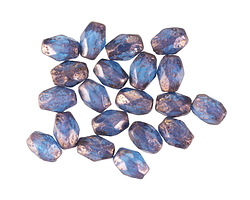 Czech Glass Bronzed Capri Blue Fire Polished Rice 7x5mm
