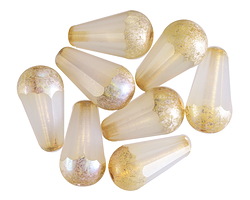 Czech Glass White Opal Picasso AB Faceted Teardrop 15x8mm