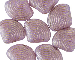 Czech Glass Matte Thistle w/ Platinum Clam Shell Bead 15x18mm