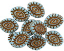 Czech Glass Sky Blue w/ Bronze Wash Mystic Eye 14x11mm