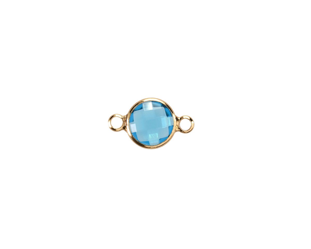 Capri Crystal Round Link in Gold Finish Bezel 14.5x8.5mm