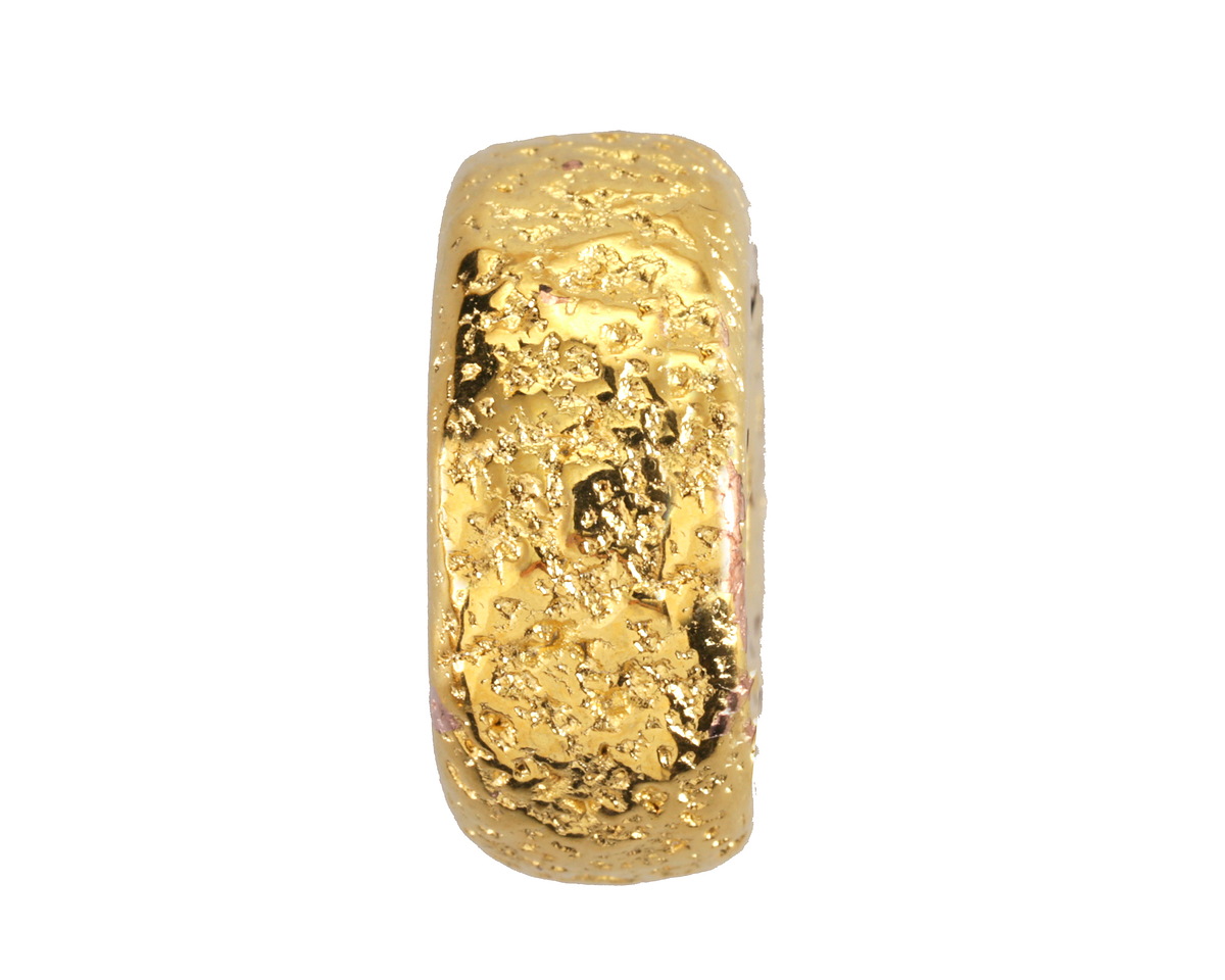 Mykonos Metalized Ceramic Gold Textured Donut 10x26mm