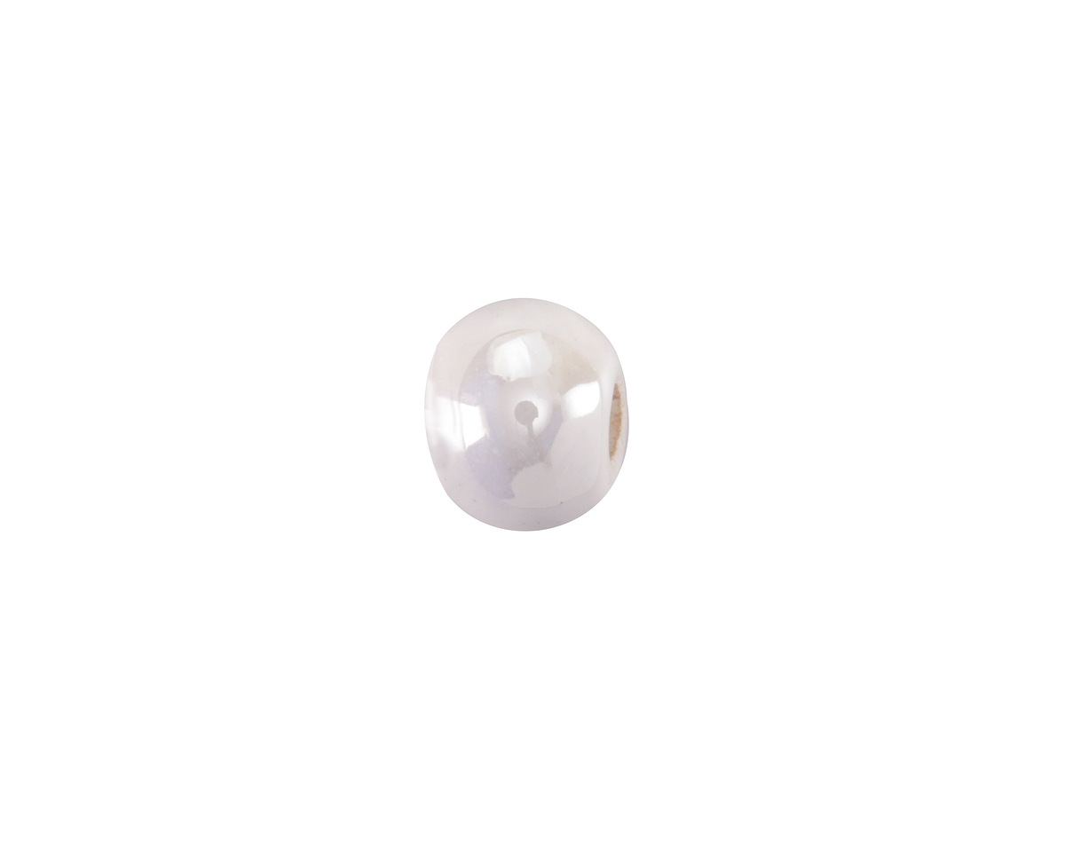 Mykonos Ceramic Iridescent White Rondelle 8.5x10mm