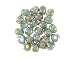 Czech Glass Island Blue AB w/ Antique Silver Trica Beads 4x5mm
