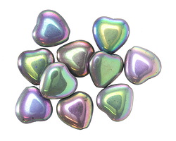 Czech Glass Purple & Green Metallic Heart Bead 10mm
