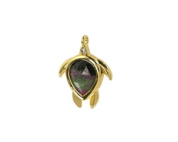 Ruby Zoisite w/ Gold Finish Sea Turtle Focal 15x19mm