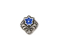 TierraCast Antique Silver (plated) Cobalt Blue Enamel Flower Square Button 14x15mm